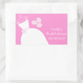 の結婚Gown Pink 'ブライダルシャワー'長方形 長方形シール (バッグ)