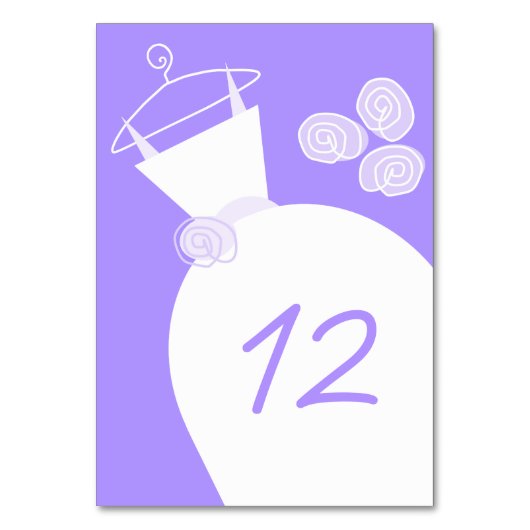 の結婚Gown Purpleテーブルカードブラック テーブルナンバー (正面)