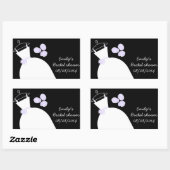 の結婚Gown Purpleブライダルシャワー長方形ブラック 長方形シール (シート)