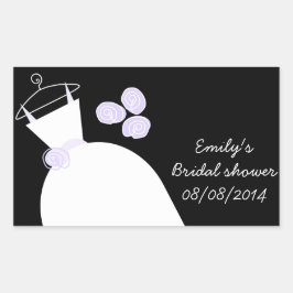 の結婚Gown Purpleブライダルシャワー長方形ブラック 長方形シール