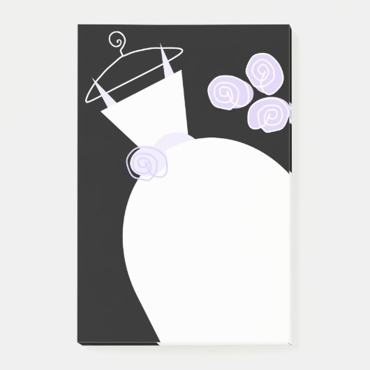 の結婚Gown Purple垂直黒柱の付箋 ポストイット (正面)