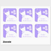 の結婚Gown Purple 'ブライダルシャワー'のステッカー正方形 スクエアシール (シート)
