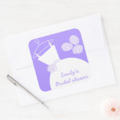 の結婚Gown Purple 'ブライダルシャワー'のステッカー正方形 スクエアシール (封筒)
