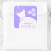 の結婚Gown Purple 'ブライダルシャワー'のステッカー正方形 スクエアシール (バッグ)