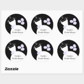 の結婚Gown Purple 'ブライダルシャワー'ラウンドブラック ラウンドシール (シート)