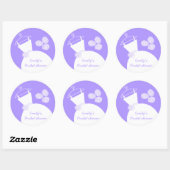 の結婚Gown Purple「ブライダルシャワー」のステッカー ラウンドシール (シート)