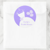 の結婚Gown Purple「ブライダルシャワー」のステッカー ラウンドシール (バッグ)