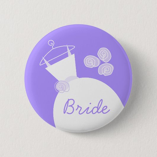 の結婚Gown Purple 'Bride'ボタン 缶バッジ (正面)