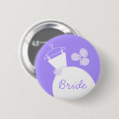 の結婚Gown Purple 'Bride'ボタン 缶バッジ (正面&裏面)