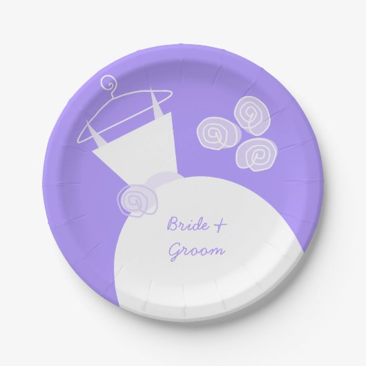 の結婚Gown Purple 'Names'紙プレート ペーパープレート (正面)