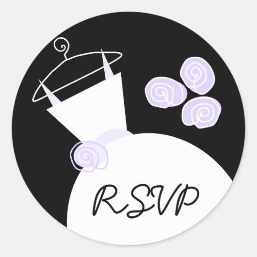 の結婚Gown Purple 'RSVP'のステッカー ラウンドシール (正面)