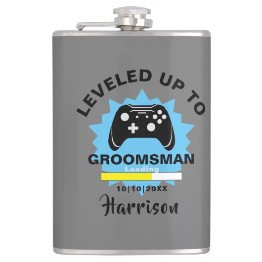 の結婚groomsmanがゲーマーのおもしろいをレベルアップ フラスク (正面)