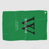 の結婚groomsmanギフトモダンモノグラムクールグリーン ゴルフタオル (横)