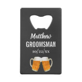 の結婚groomsmanバチュラーパーティの好意ビール応援 クレジットカード栓抜き (裏面)