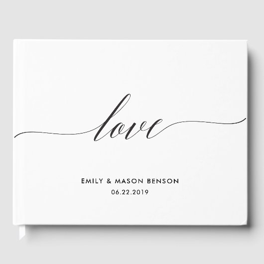 の結婚Guest Book with Love Script エレガント, ゲストブック (正面)