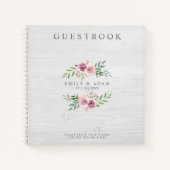 の結婚GuestBook Photo on Wood on Pinkリース ノートブック (正面)
