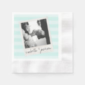 の結婚Instagramフォトレトロフレームカスタム文字 縁ありカクテルナプキン (正面)