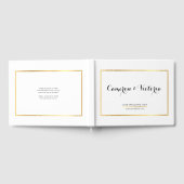 の結婚KEEPSAKEシンプルスタイリッシュ金ゴールドフェイクフレーム ゲストブック (全面)