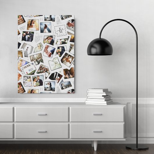 の結婚Keepsake 30フォトコラージホワイトID1065 キャンバスプリント