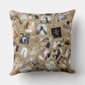 の結婚Keepsake 30フォトコラージュ金ゴールドID1065 クッション (裏面)