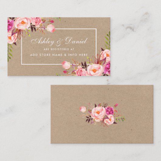 の結婚Kraftピンク赤面レジストリ挿入カード エンクロージャーカード (正面/裏面)