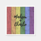 の結婚LGBTフラグプライドヴィンテージ名前をカスタムする スタンダードカクテルナプキン (正面)