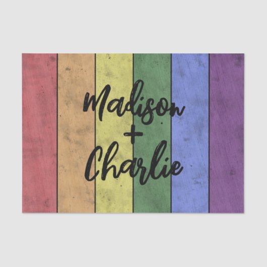 の結婚LGBTフラグプライドヴィンテージ名前をカスタムする 薄葉紙 (正面)