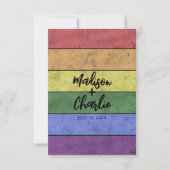の結婚LGBTフラグプライドヴィンテージ日付の保存 出欠カード (裏面)