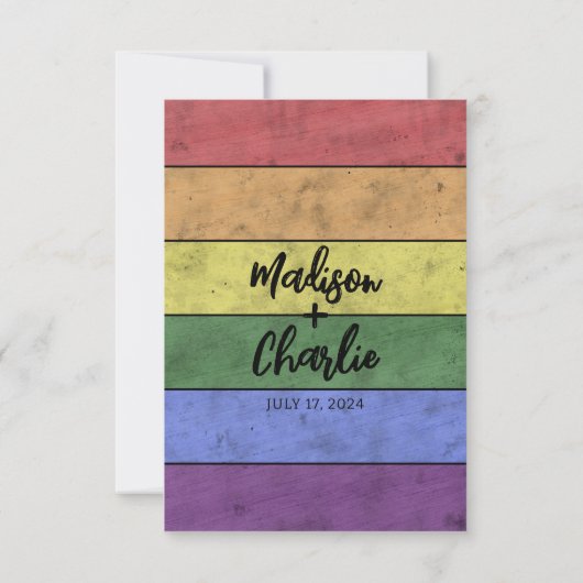 の結婚LGBTフラグプライドヴィンテージ日付の保存 出欠カード (裏面)