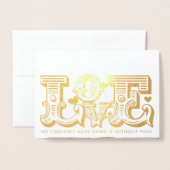 の結婚LOVEの新しい写真ヴィンテージタイポグラフィ 箔カード (封筒付き正面)