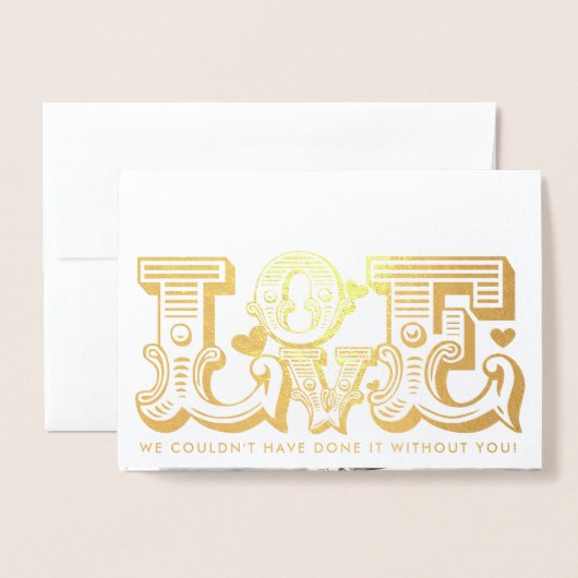 の結婚LOVEの新しい写真ヴィンテージタイポグラフィ 箔カード (封筒付き正面)