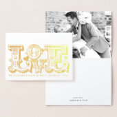 の結婚LOVEの新しい写真ヴィンテージタイポグラフィ 箔カード (ディスプレー)