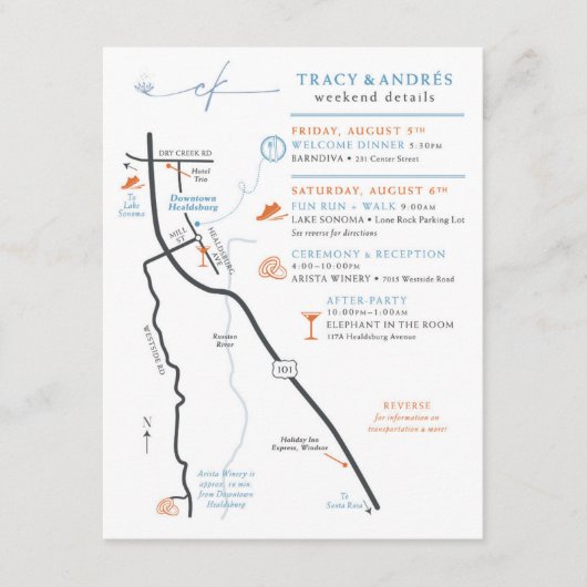 の結婚Map Enclosure Custom Design for Andres エンクロージャーカード (正面)