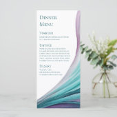 の結婚Menu-モダン-Purpleとティール（緑がかった色）- メニュー (スタンド正面)