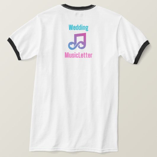 の結婚MusicLetterメンズブラックリンガーTシャツ Tシャツ (デザイン裏面)