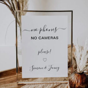 の結婚No Devicesサイン、No Phonesカメラ、 招待状