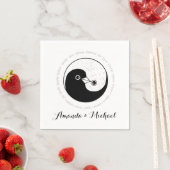 の結婚PAPER NAPKIN. b/w YinYang doves. スタンダードカクテルナプキン (インサイチュ)