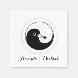 の結婚PAPER NAPKIN. b/w YinYang doves. スタンダードカクテルナプキン