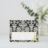 の結婚Paris Black Damask Writable座席表 ポストカード (スタンド正面)