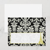 の結婚Paris Black Damask Writable座席表 ポストカード (正面/裏面)