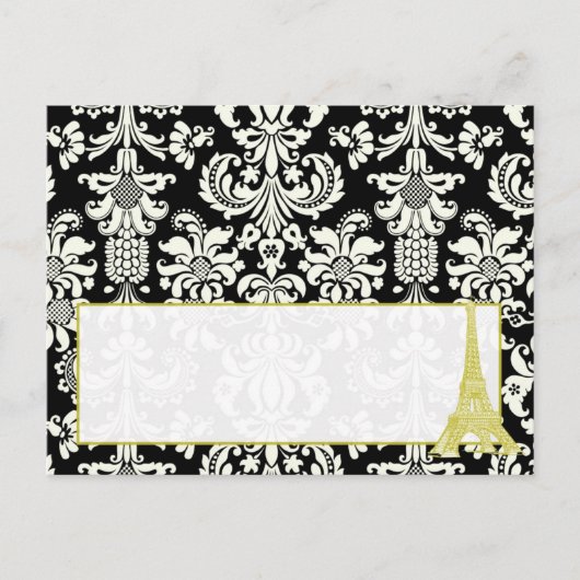 の結婚Paris Black Damask Writable座席表 ポストカード (正面)