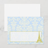 の結婚Paris Blue Damask書き込み可能座席表 ポストカード (正面/裏面)