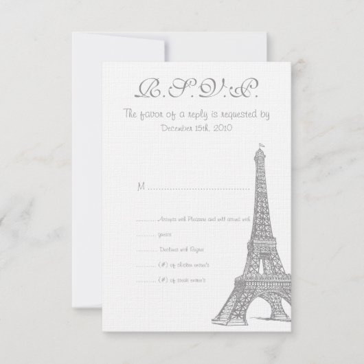 の結婚Paris RSVPカード 招待状 (正面)