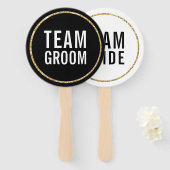 の結婚PHOTO PROPモダン白黒金ゴールド ハンドファン (正面&裏面)