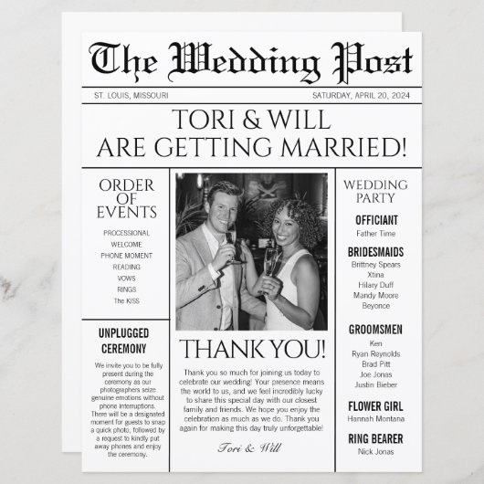 の結婚Postプログラム (正面/裏面)