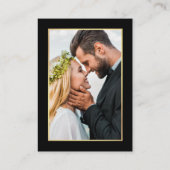 の結婚QR写真モダン金ゴールドフレーム黒QR エンクロージャーカード (裏面)