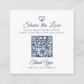 の結婚QR写真共有ハート楕円葉モノグラム エンクロージャーカード (裏面)