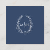 の結婚QR写真共有ハート楕円葉モノグラム エンクロージャーカード (正面)