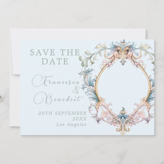 の結婚Regency Monogramが日エレガント付を保存 セーブザデート (正面)