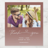 の結婚Rust Photo Thank You Below ワインラベル (シングルラベル)
